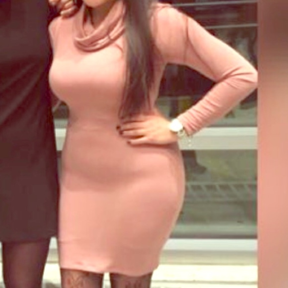 Mauve Fitted Bodycon Cow Neck Dress